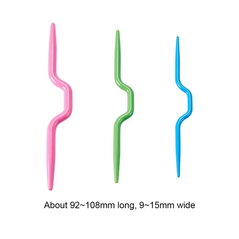 3 Sizes ABS Plastic Knit Cable Stitch Knitting Needles Smooth Stitch Cable Needle