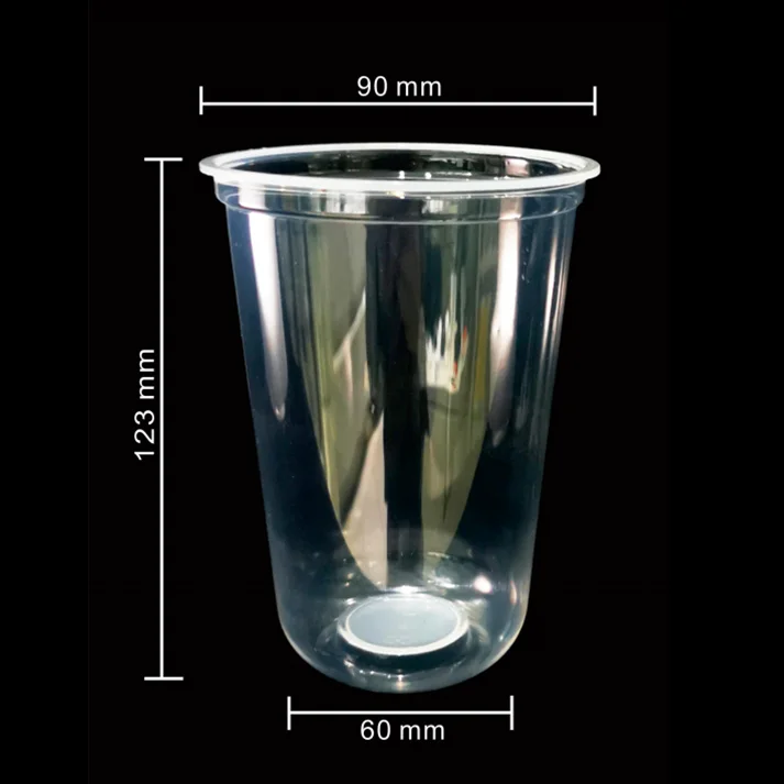 Disposable 500ml-90 PP U Shape cup 1000 PCS Disposable blister Plastic cup Boba Bubble Milk Tea Cup