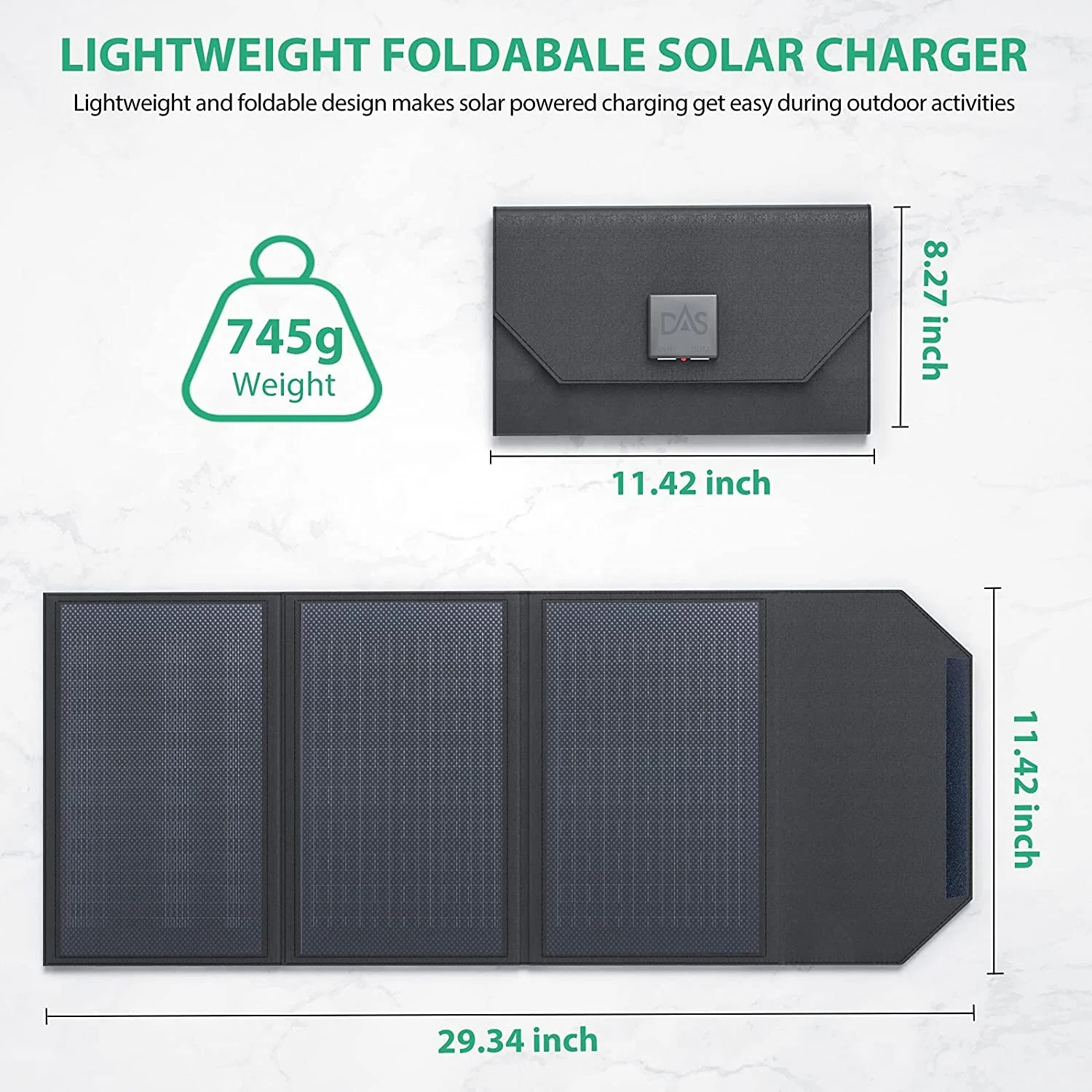 Foldable Portable  Solar Power Bank Panel Charger  5V/9V 20/30 Watts ETFE Monocrystalline Solar Battery Charger