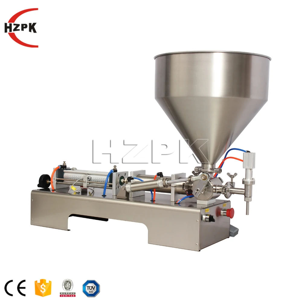 HZPK Semi Auto Sauce Honey Whipped Cream Chargers Bottle Paste Liquid Filling Machine