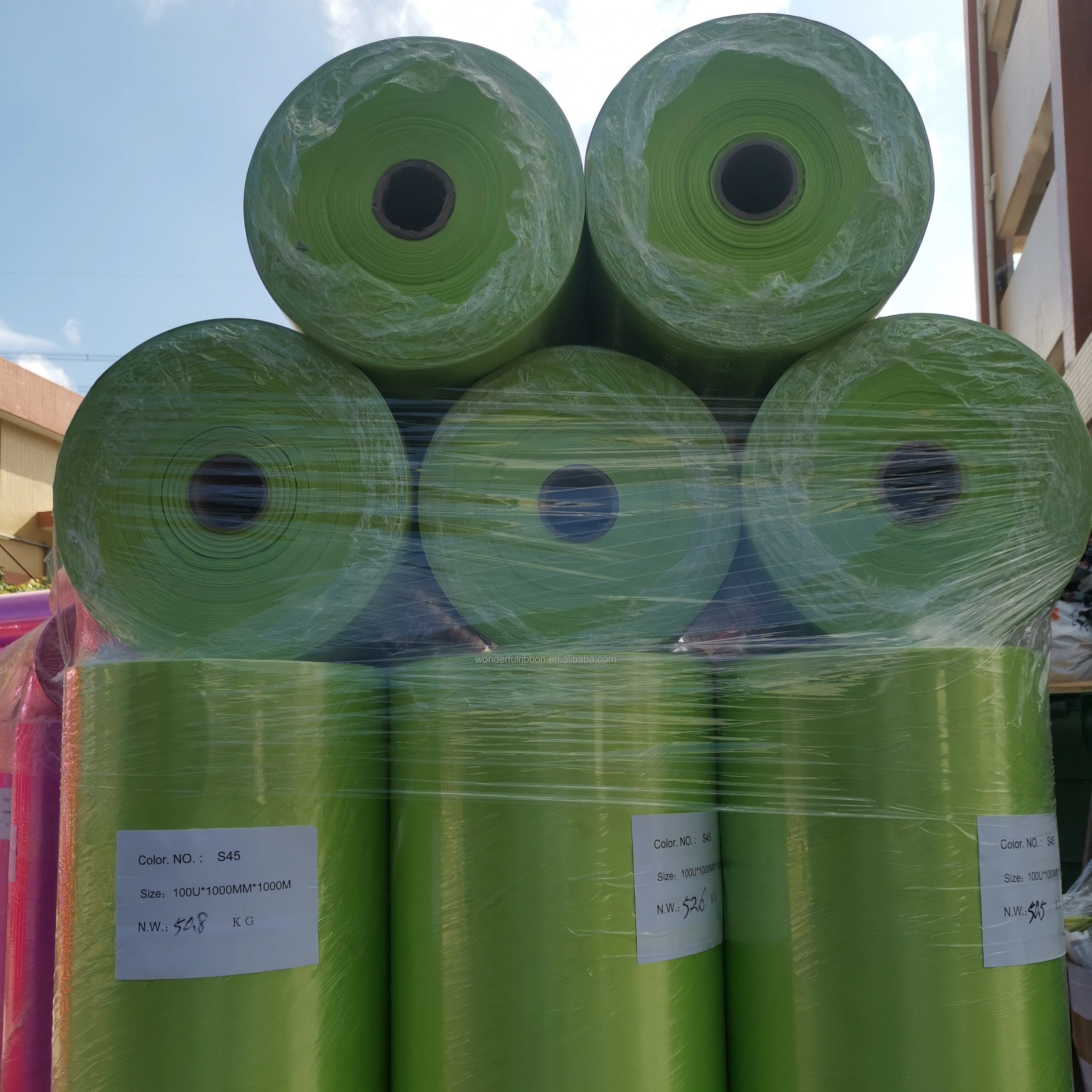 Solid Plain Color pp Ribbon  Wholesale 50cm*1000m Jumbo Roll Plastic Ribbon Raw Material Supplier