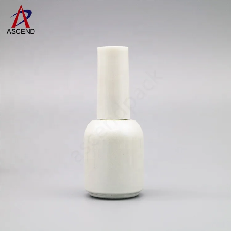 wholesale cute glossy pink color empty round shaped 10ml nail polish uv gel bottle with gel brush and long silver caps