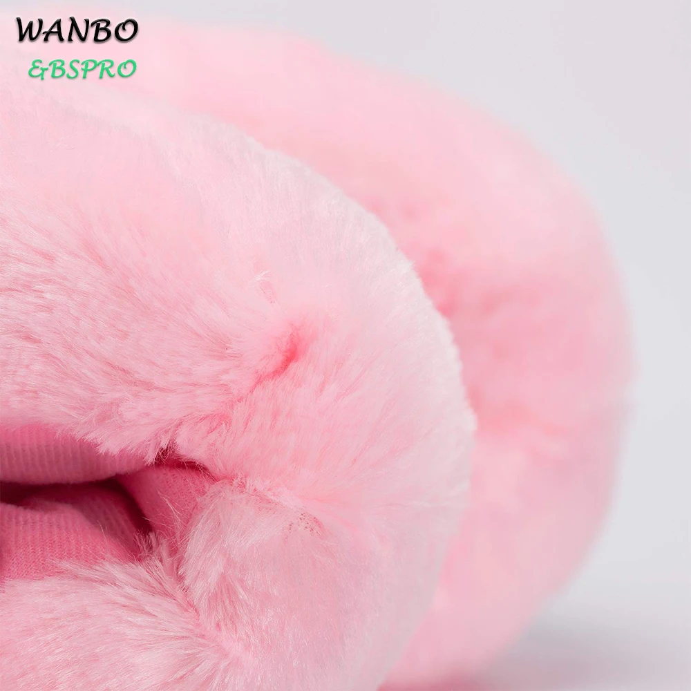 
BSPRO #CHPS0302 unicorn pink soft plush shoes indoor use for kids 