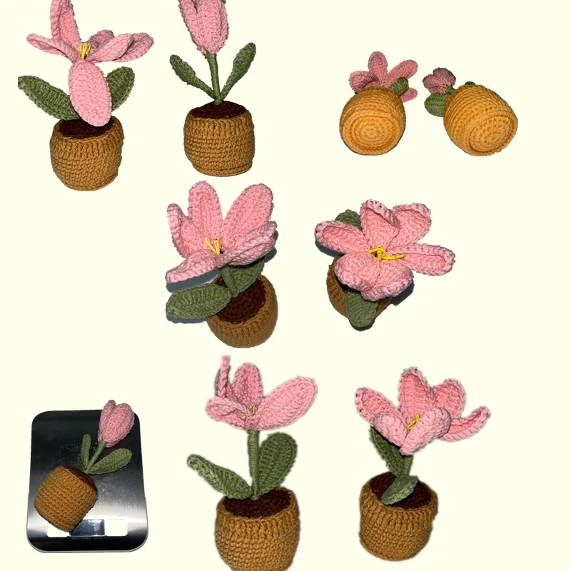 Simulated Wool Hand-knitted  Tulip  Flower Plush Toys Bouquet Home Decor Accessories Ornament Artificial Flowers