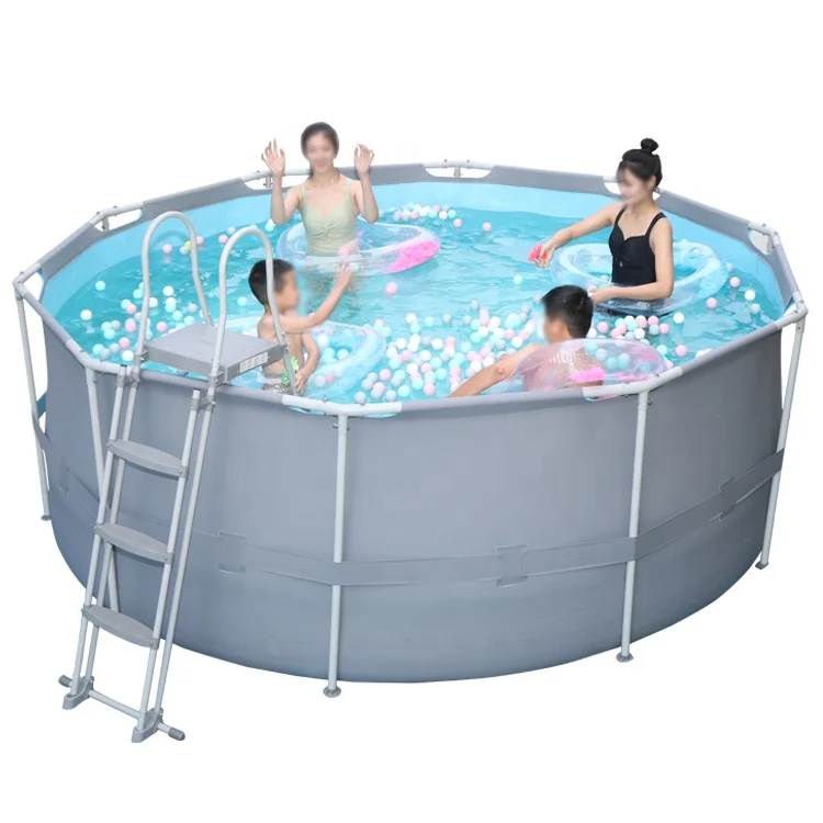 BS-rp 14.9ft*4.0ft underground large size swimming pool dome metal piscine frame pool slide with filter with steel frame