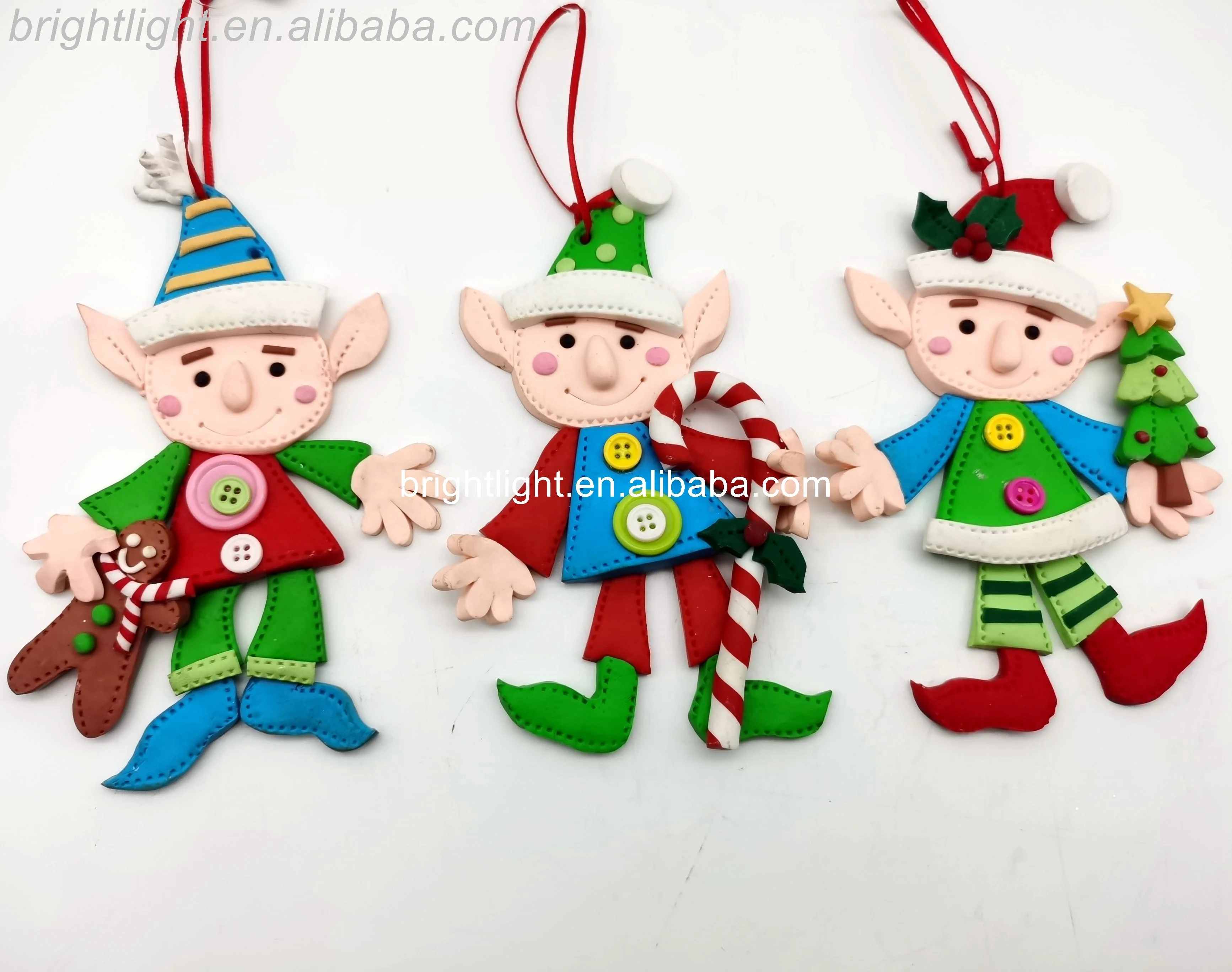 
Clown with doll/Christmas stick/Christmas tree polymer clay red and white christmas Decoration 
