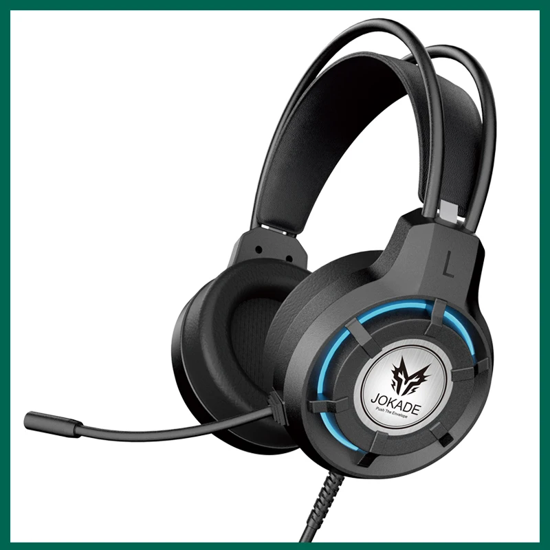 JOKADE JD053 Competitive Gaming Headset 2M Wired Headphones USB+3.5MM Dual Plug Three-Color Cool LED Cold Light Earphone