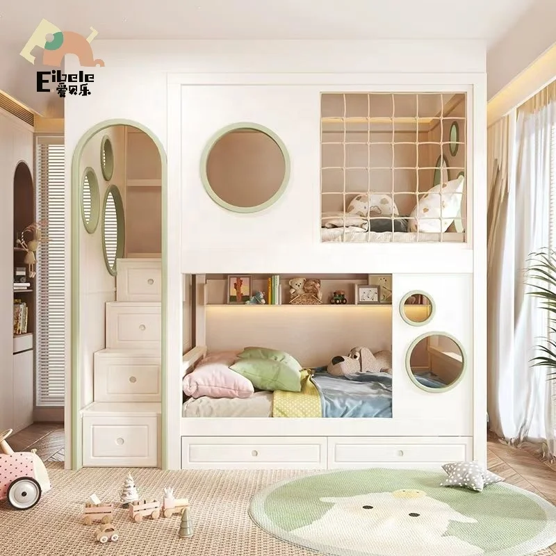 Bedroom Furniture Children Bed Wood Storage Bunk Beds With Stair Cabinet and Slide for Kids Solid Wood Bedroom Sets Loft Bed