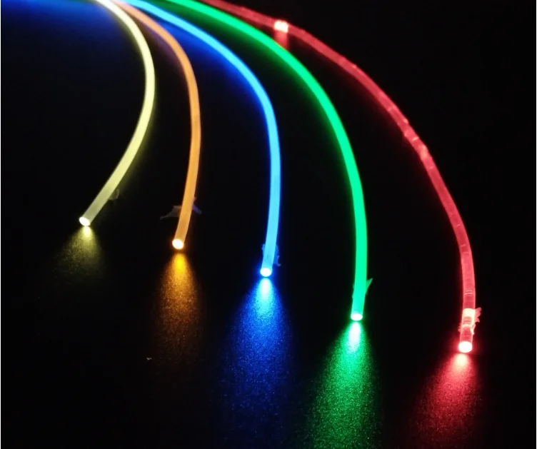  LED fiber optic lights Plastic optical 1mm side glow emitting customized 1-24 cores as