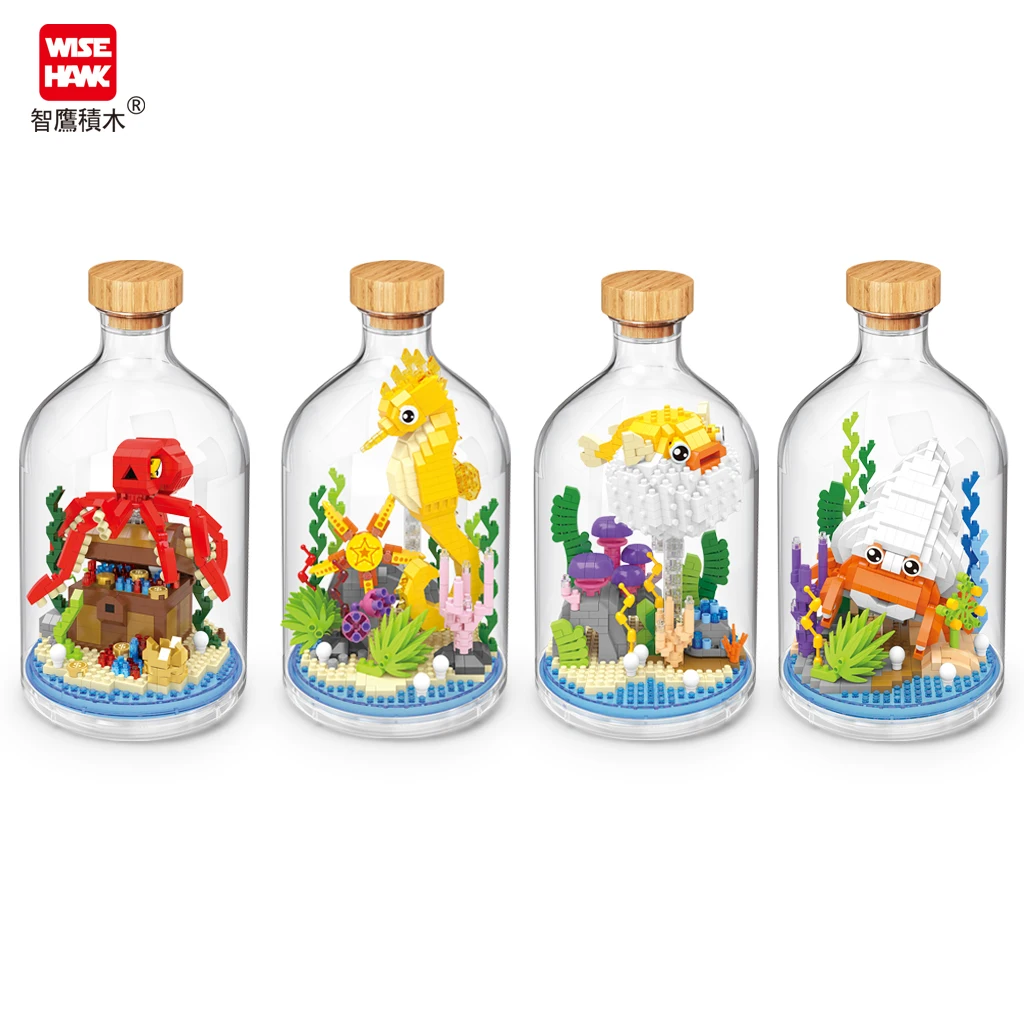 Yi Run Educational Nano Bricks Marine Animals toy Octopus Globefish Seahorse Mini Building Block Sets Toys For Kids