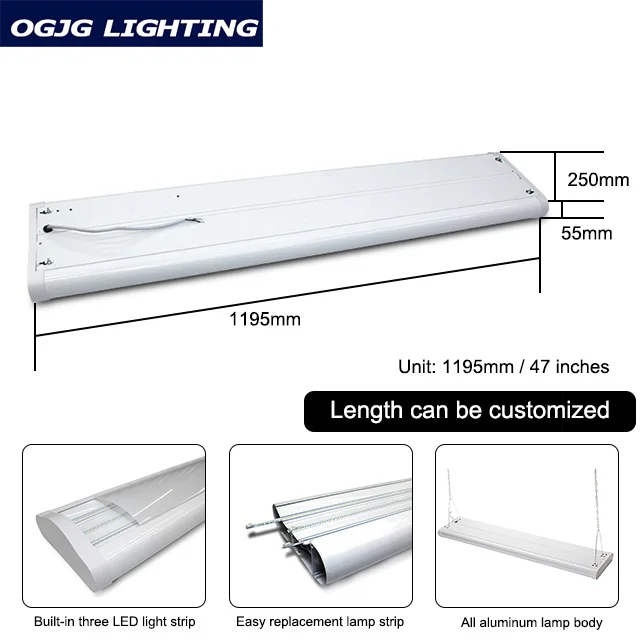 OGJG 80W 120W 240W workshop lounge hanging dimming led 8ft light fixture 8 foot linear high bay