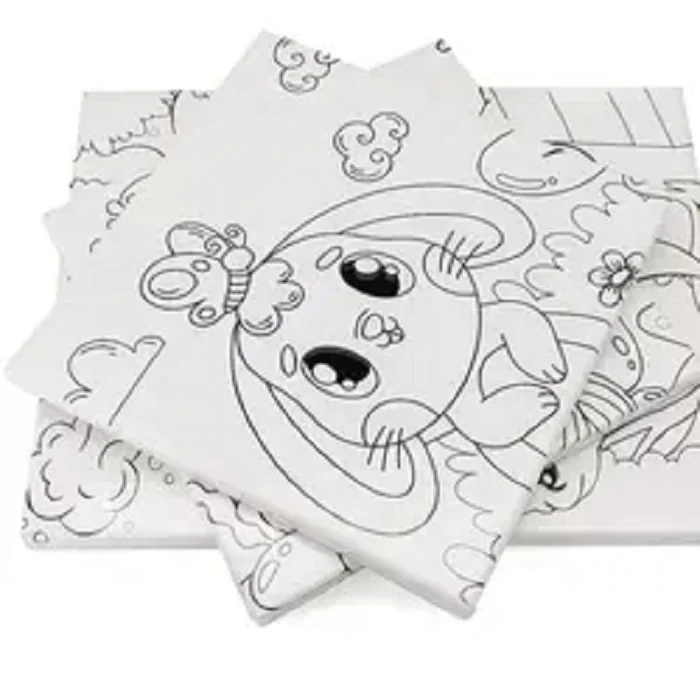 Custom Logo Art Painting Cartoon Design Artist Drawing Printed Stretched Canvas Kids Painting Set