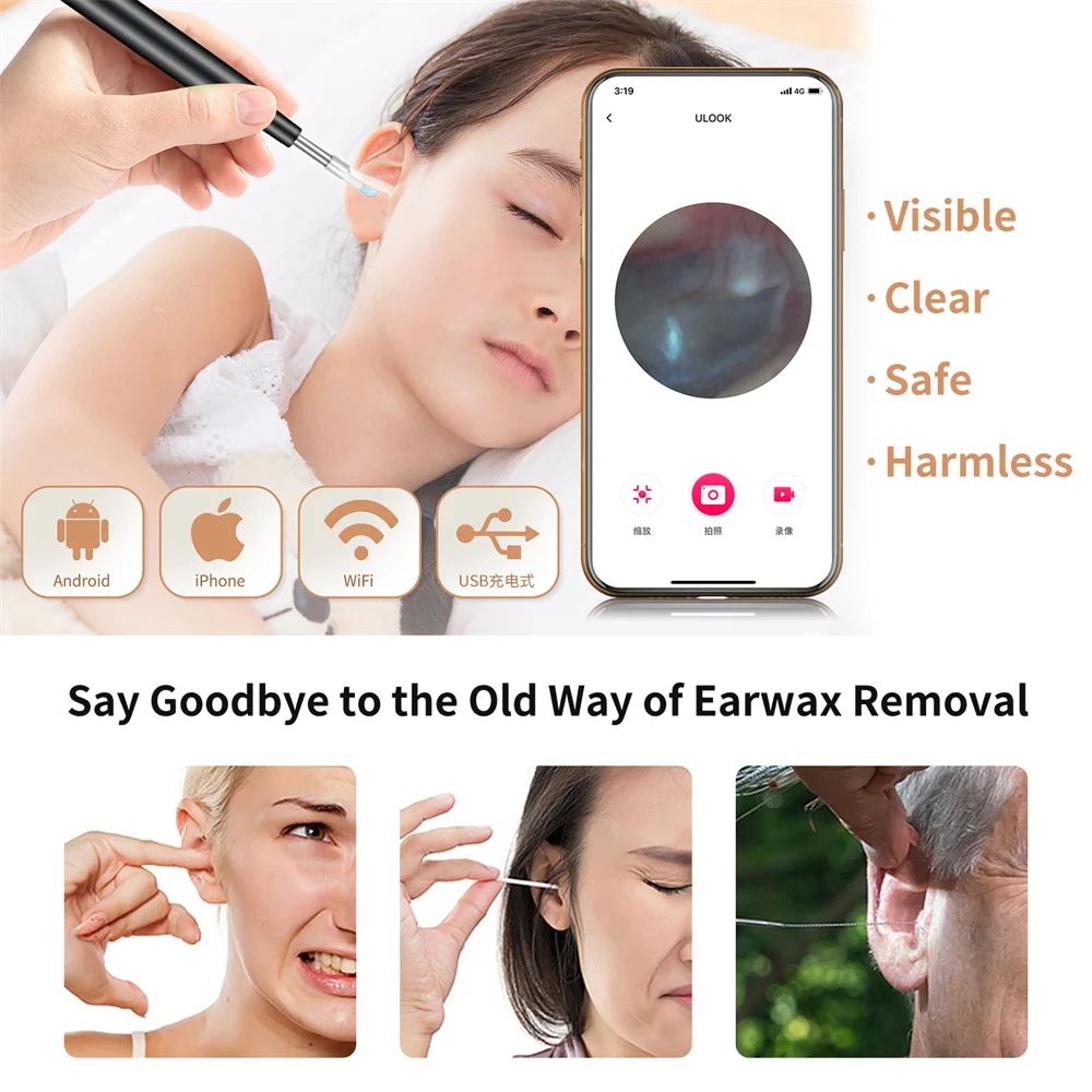 Fashion and Healthy Smart Visual Wifi Dropshipping earwax removal device ear cleaning pick