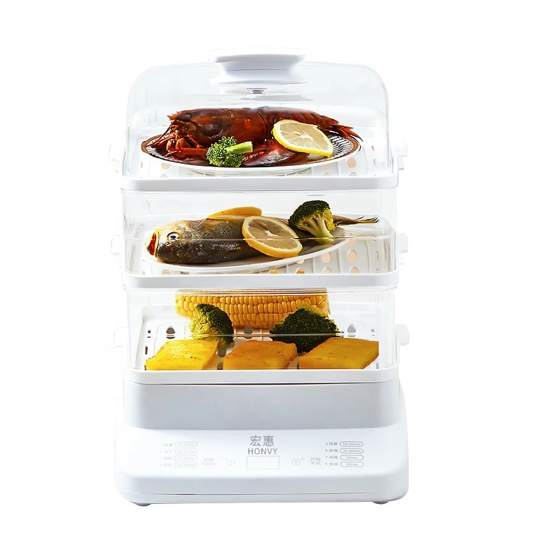 Cheap Price 24 L Plastic 3 Layers Multi Vegetables Electric Food Multi Steam cooker vaporera momo steamer