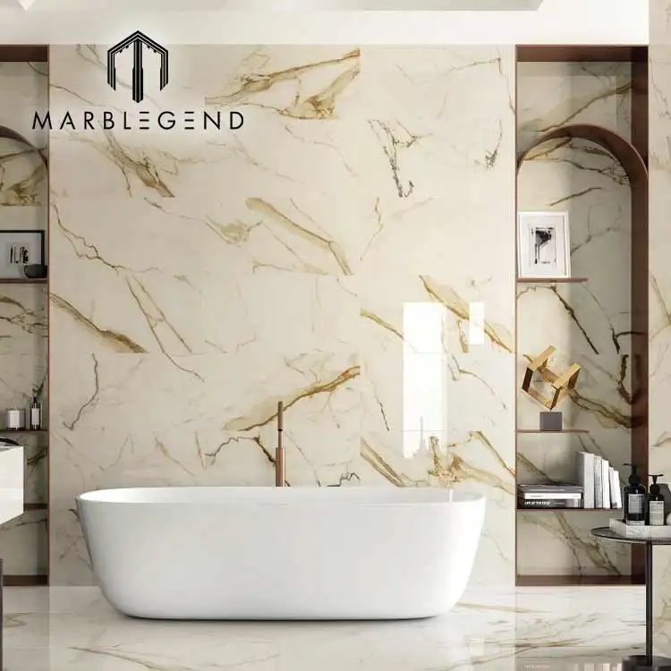 Italian bathroom design wall cladding calacatta gold marble slab