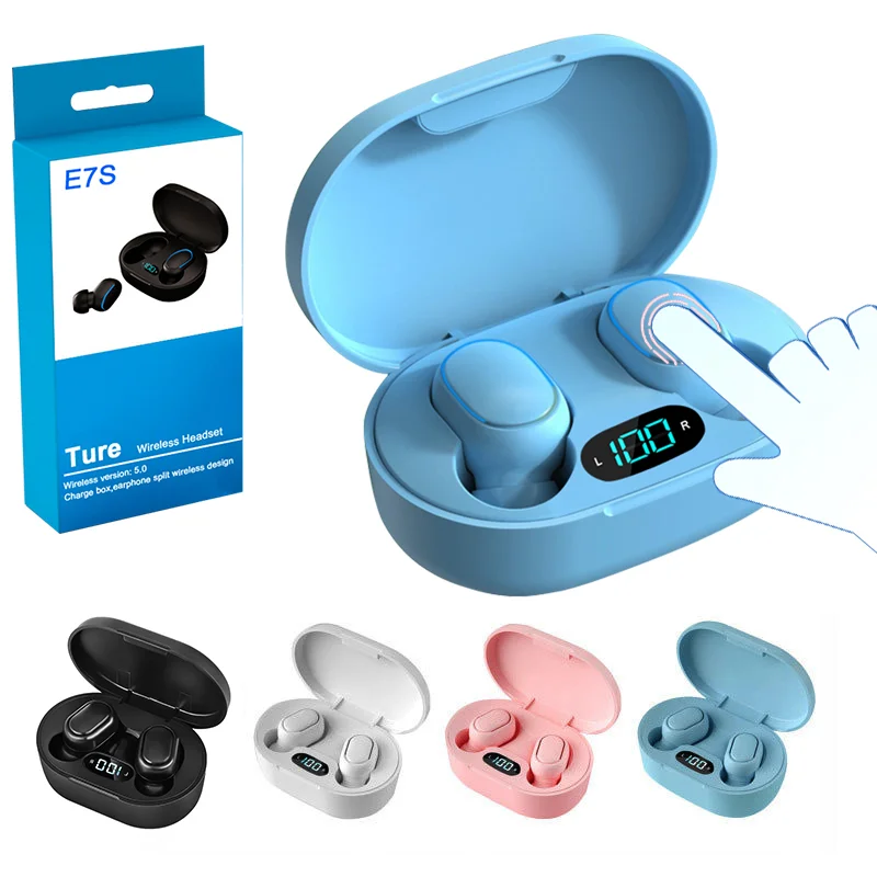 Wireless headset BT 5.0 TWS E7S HiFi stereo mini earbuds with microphone Ear Cuff Foldable Phone Sports earphones