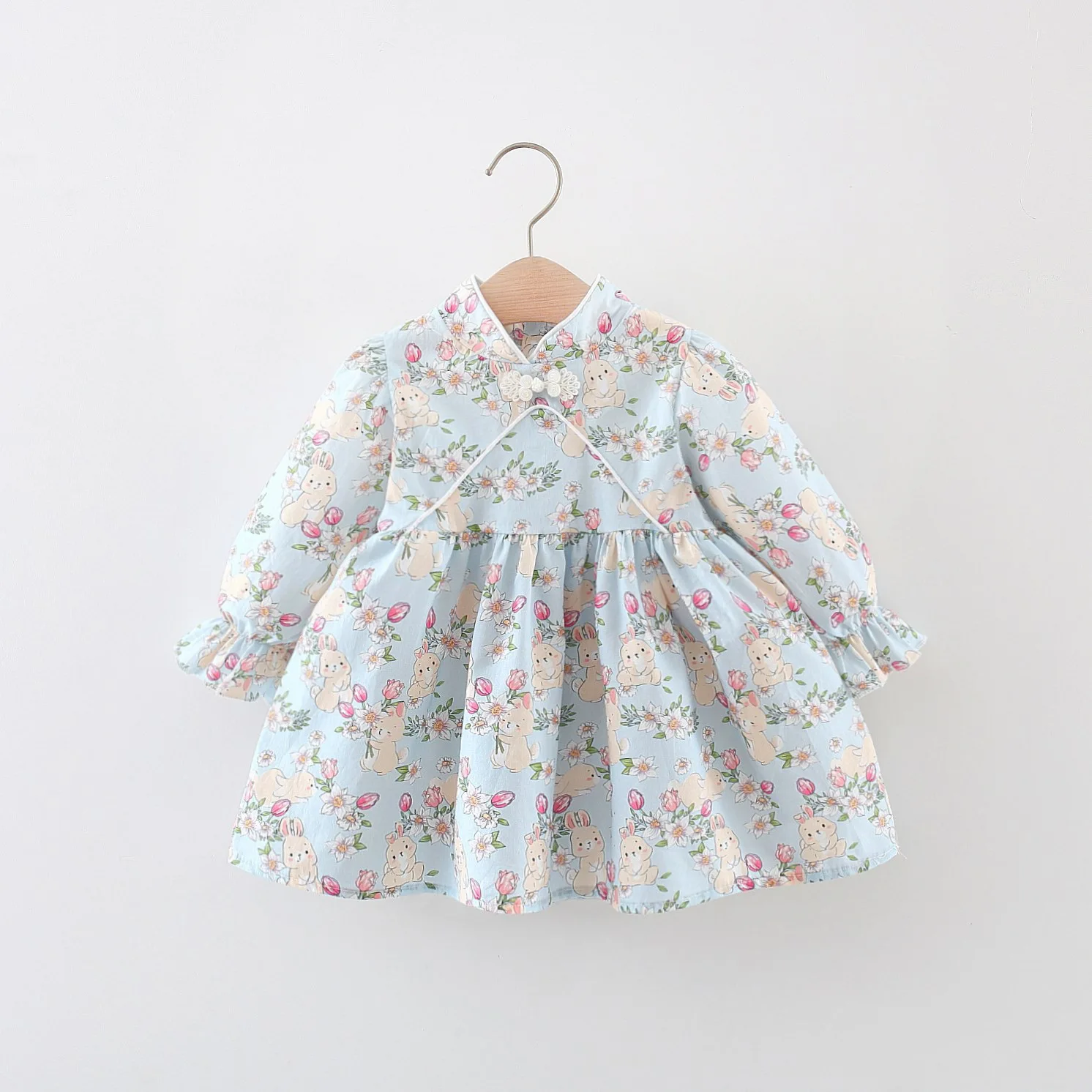 wholesale factory spring autumn lovely baby dress rabbit pattern girls frocks