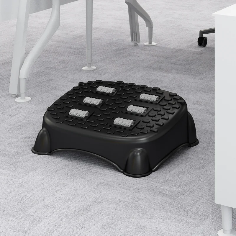 Portable Non-Slip PP Foot Rest Stool With Massage Roller Stress-Relieving Foot Stool