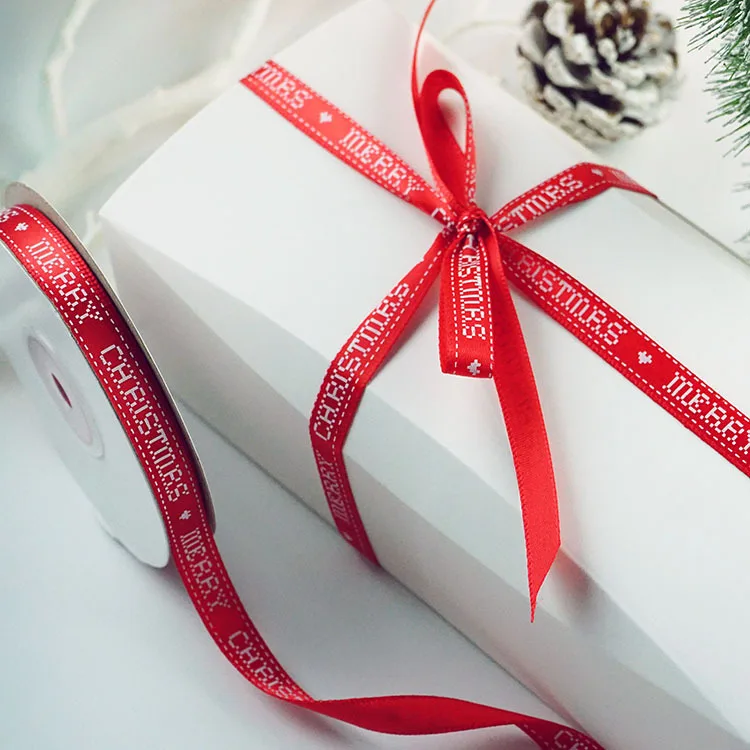 Репсовая лента ZL с красным винтом, украшение на Рождество, катушка атласная, гуагуа, 1 см