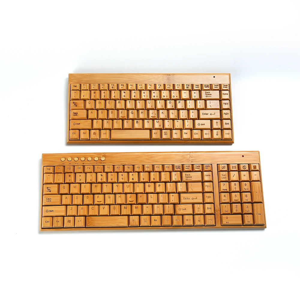 Wholesale eco friendly custom bamboo wooden wireless usb keyboard