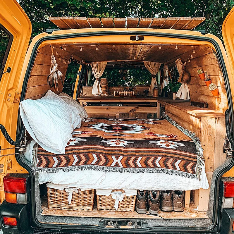 Monad Decor Indian Aztec Camel Boho Ethnic Custom Travel Camping Picknick Throw Blanket For Outside