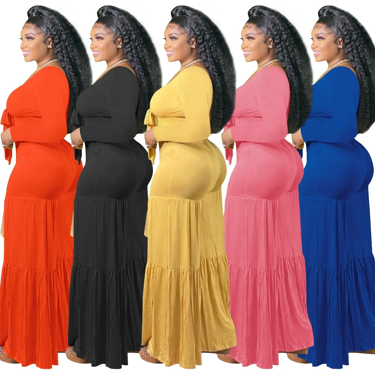 LW Q21S924 Autumn and winter sexy long sleeve bandage wide leg pants two piece set casual  plus size 2 piece pants sets