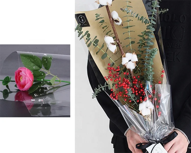 Transparent Paper Roll Custom Flower Wrapping Plastic Gift Wrapping Paper Roll Flower Translucent Wrapping Paper