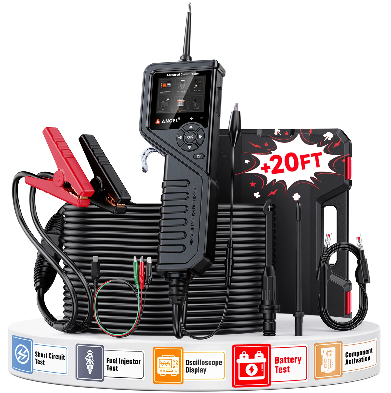 ANCEL PB600 Car Circuit Probe Kit 12V/24V Electrical Circuit Tester Power Probe Relay Test Battery System Diagnostic Tool