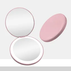 Wholesale Promotion Gift Logo 2-Sided Compact Mirror Folding Pocket Mirror With Led Light