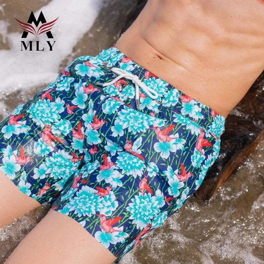 MLY supplier print popular trunk mens swimsuit quick dry board shorts swim trunks