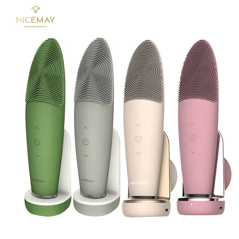 Водонепроницаемый силиконовый массажер для лица Nicemay с логотипом на заказ щетка глубокой очистки электрическая