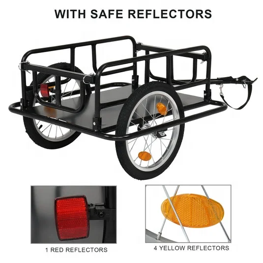 50Kg Load Capacity Folding Metal Utility Trailer Folding Camper Trailer Transportation Collapsible Bicycle Trailers For Adults