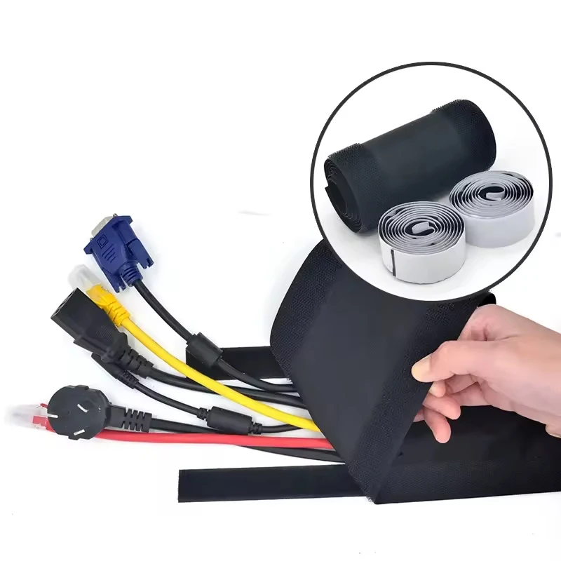 Best Selling 4 Pieces Zipper Flexible Cable Wire Sleeve Protection Neoprene Flexible Cable Management Sleeve