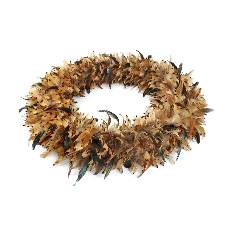 Wholesale Rock Rooster Pheasant Feather Jewelry Accessories Headdress Black And White Rattan Christmas Wreath