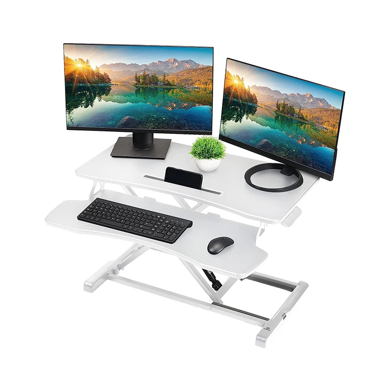 Gastac Ergonomic Desk Rise Adjustable Height Sit to Stand Up Desk Workstation Standing Desk Converter for Office Computer Laptop