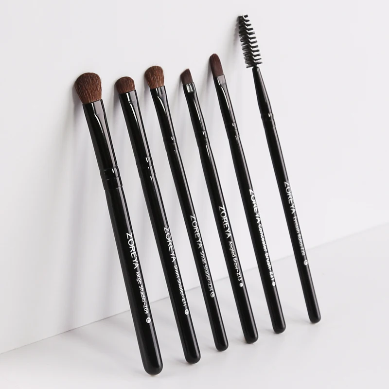ZOREYA Real Hair Makeup Brushes 6 Pcs Eye Brush Makeup Set Eyeshadow Hair Silver Bag Beauty Care Make Tools 2022 Normal Natural