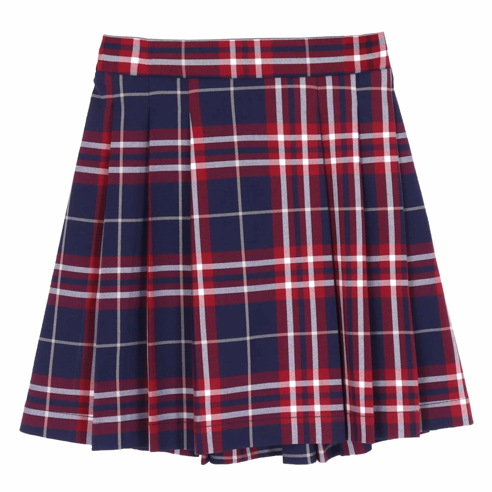 Оптовая продажа, школьная плиссированная юбка для девочек, красная клетчатая школьная форма, короткая клетчатая юбка из полиэстера