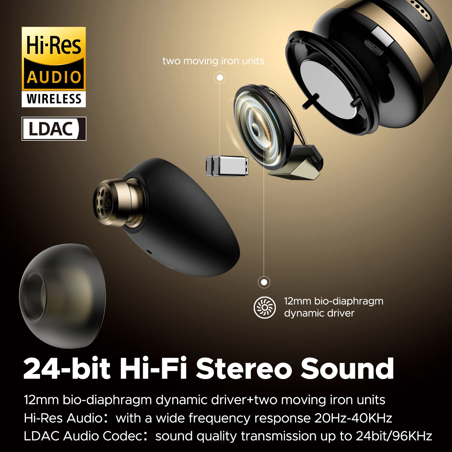 Беспроводные наушники SOUNDPEATS Opera 05 с Hi-Fi аудиофильным качеством звука высоким разрешением и кодеком LDAC