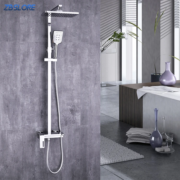 Fashion Bath Shower Mixer Hot Cold Bathroom 3-function Shower Faucet Set With Rainfall Shower Head