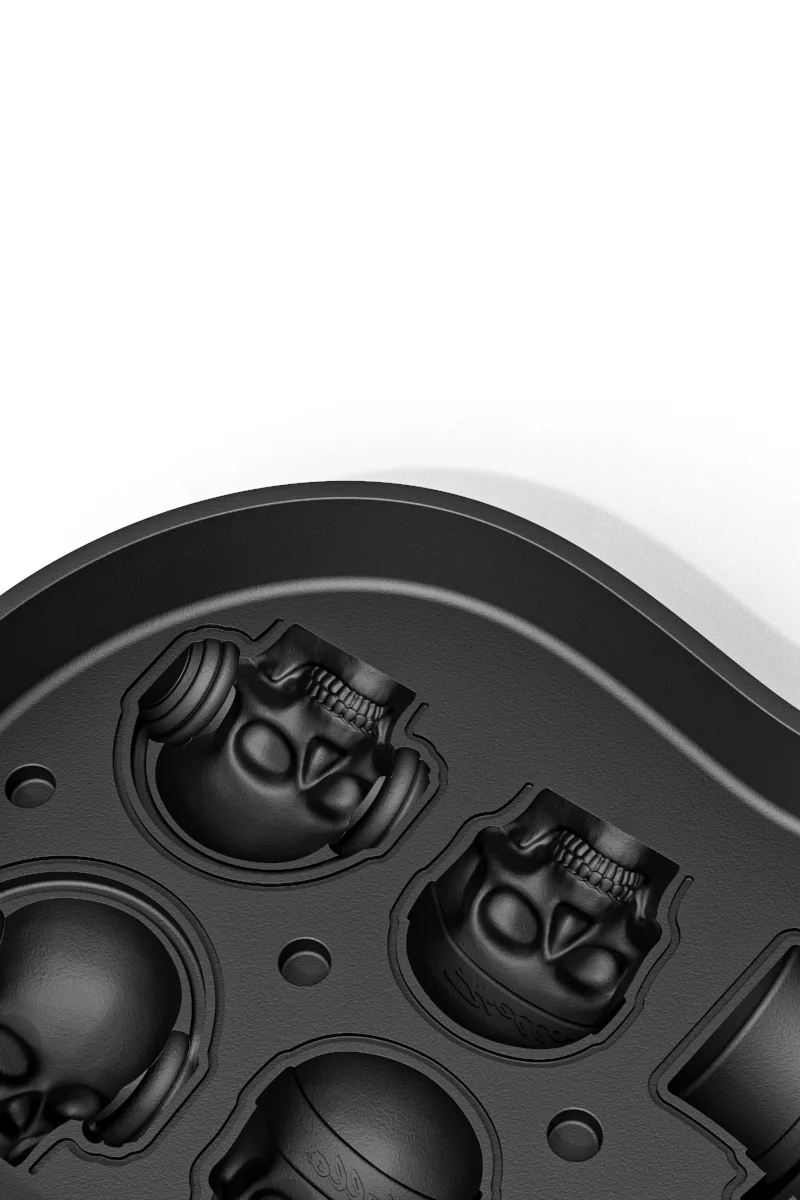 6K5 Wholesale Custom Cool Designer Cocktail 3D 6 Skull Ice Cube Mold Tray Container With Lid