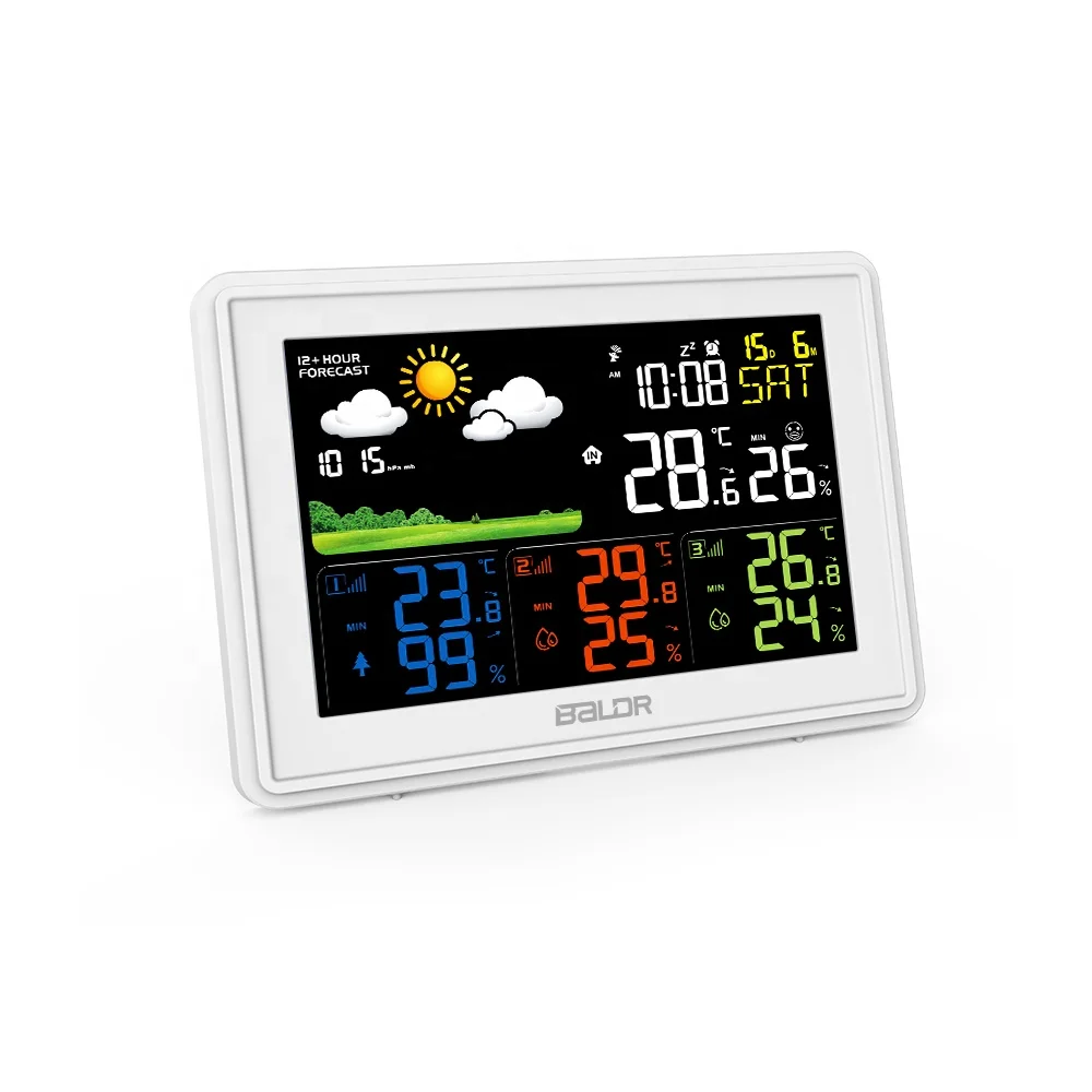 
BALDR B0359 Digital Weather Forecast Weather Station Indoor Outdoor Temperature Humidity Alarm Clock  (1600101160201)