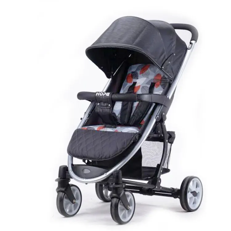 3 position back recline footrest adjustable Oxford blue portable baby stroller foldable