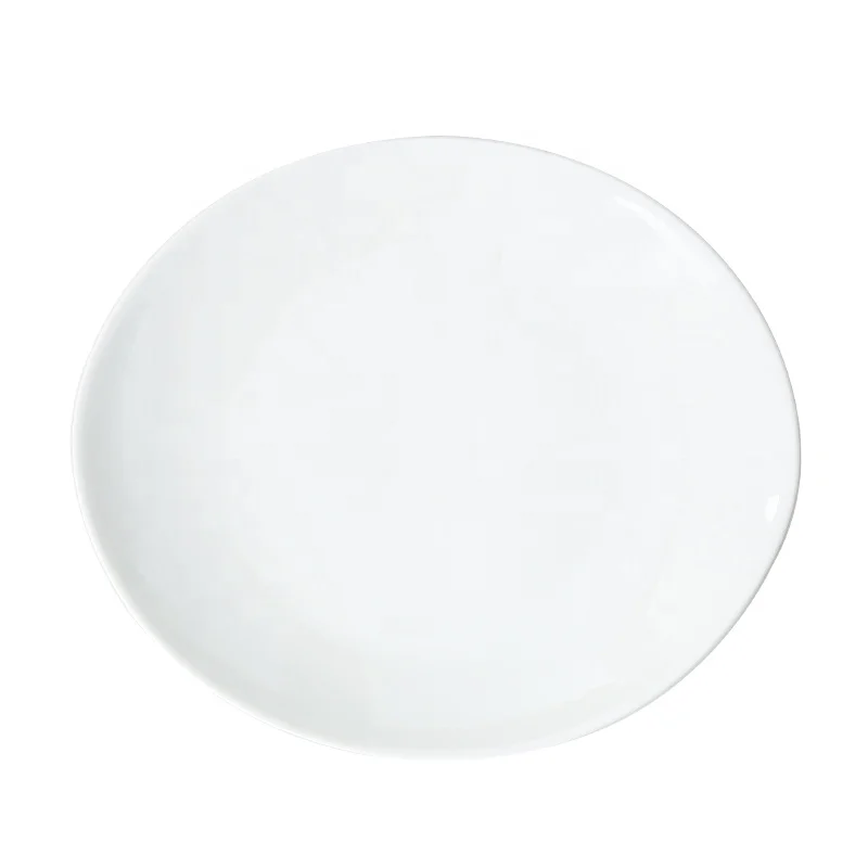 
Food grade white porcelain oval flat platter steak pasta plate for daily use 