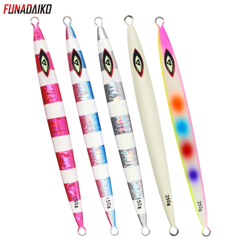 FUNADAIKO gym equipment 80g/100g/150g/200g/250g luminous speed jig fishing bait fishing metal jig lures