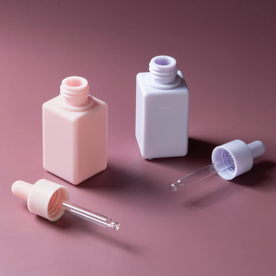 Square Plastic Pet Petg Thick Wall Press Dropper Bottle For Skin care Serum Hair Oil Bottles 30ml