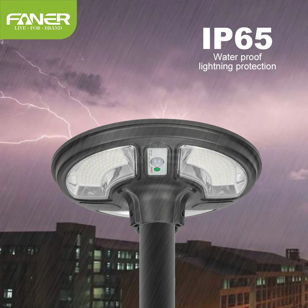 
Faner 2020 new type 360 .solar column light garden gate home outdoor IP66 ufo 150w 250w solar street garden lamp 