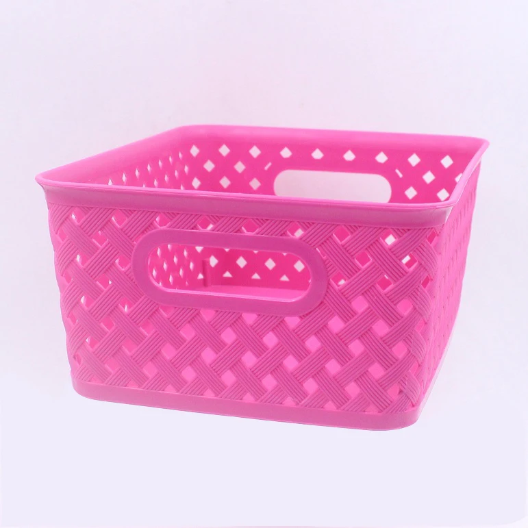 storage basket, plastic sundries storage box, stationery basket with handle