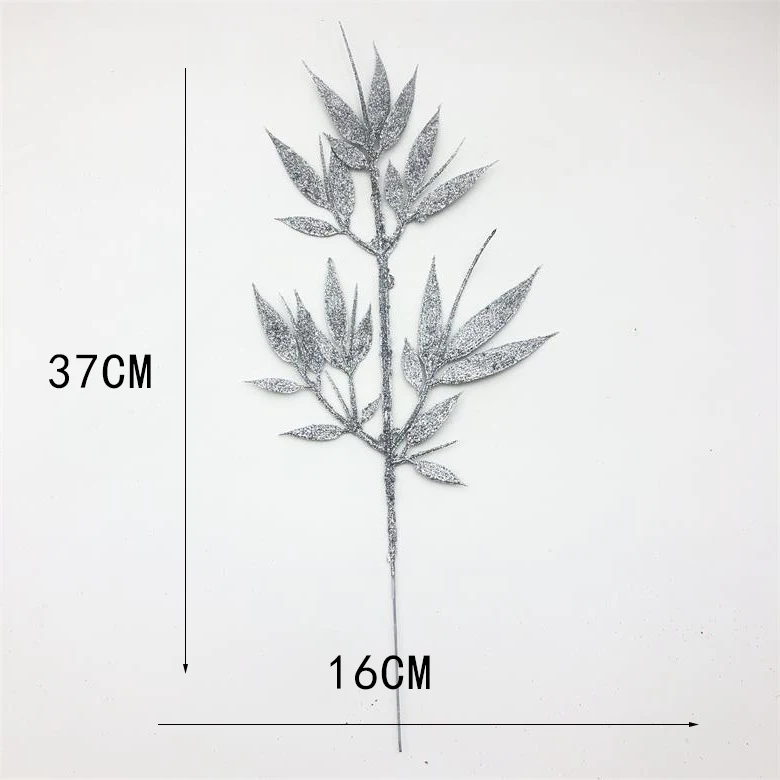 Lengthened gold pink bamboo leaves Christmas flowers Christmas tree decoration Picture frame Dress Mask scene arrangement Plasti