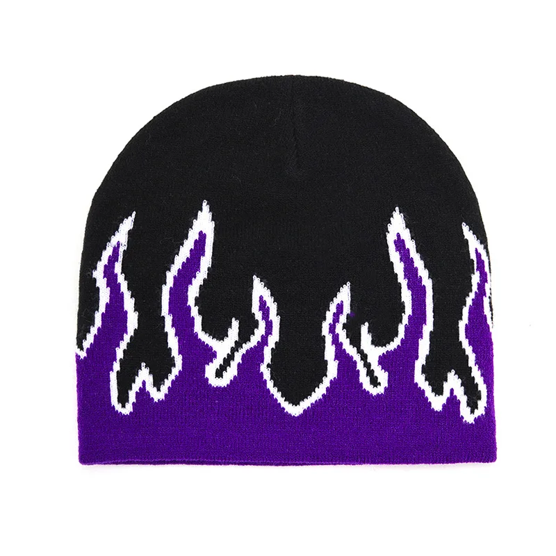 RTS Autumn New Design Knitted Hat Fashion Hip Hop Beanies Flame Pullover Hat Unisex Outdoor Cycling Warm Winter Hats