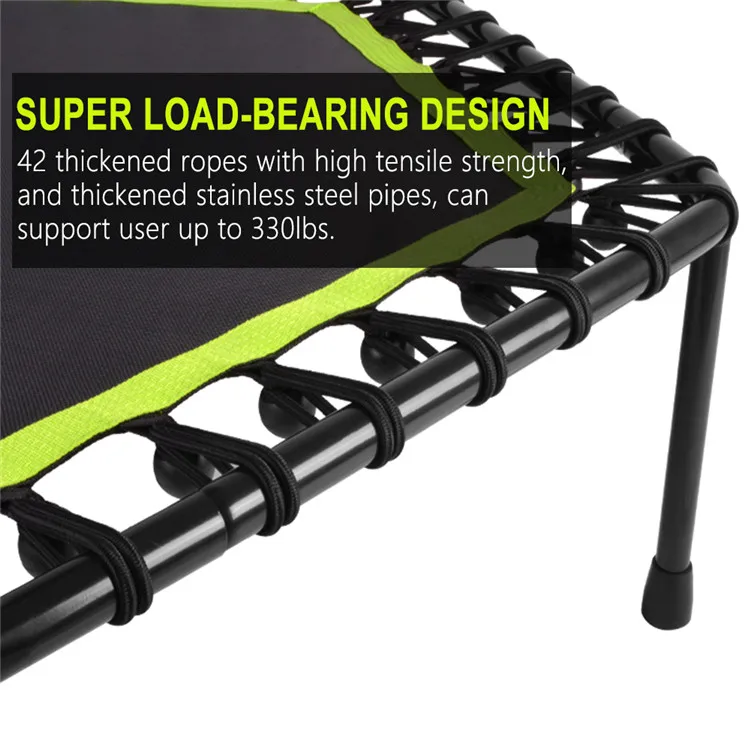 onetwofit quality factory price Hexagonal elastic rope commercial model with armrest ultra-quiet bounce bed  Fitness Trampoline